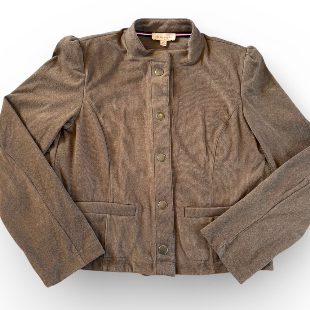 Philosophy Republic Clothing Brown Knit Snap Detail Jacket Cardigan Large